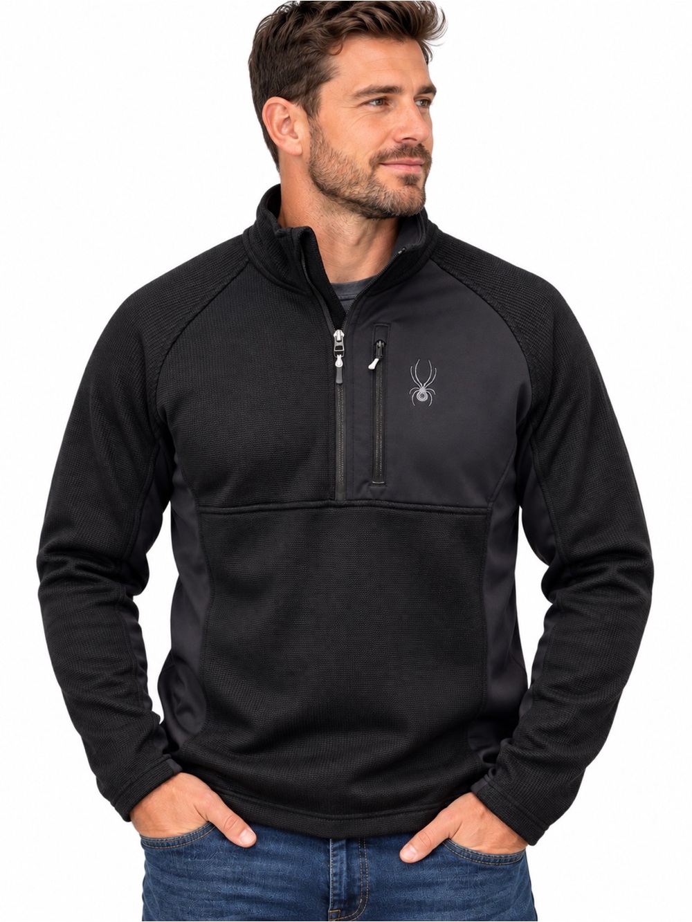 Spyder Men's Black Half-Zip Performance Jacket